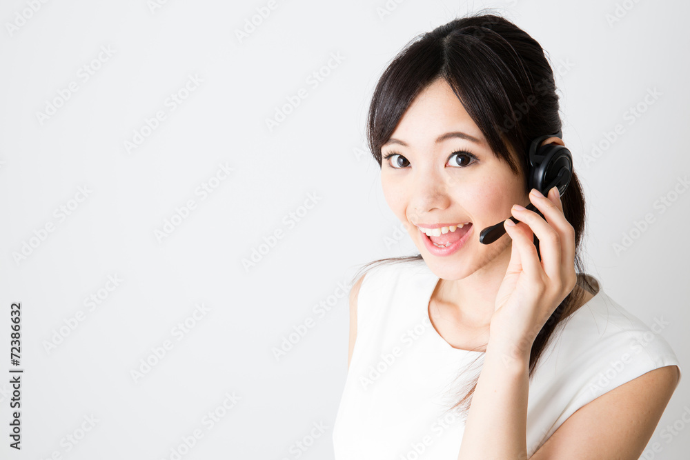 asian businesswoman on white background