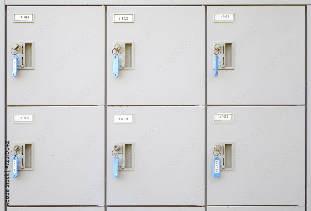 Close - up row of steel locker at pubic area