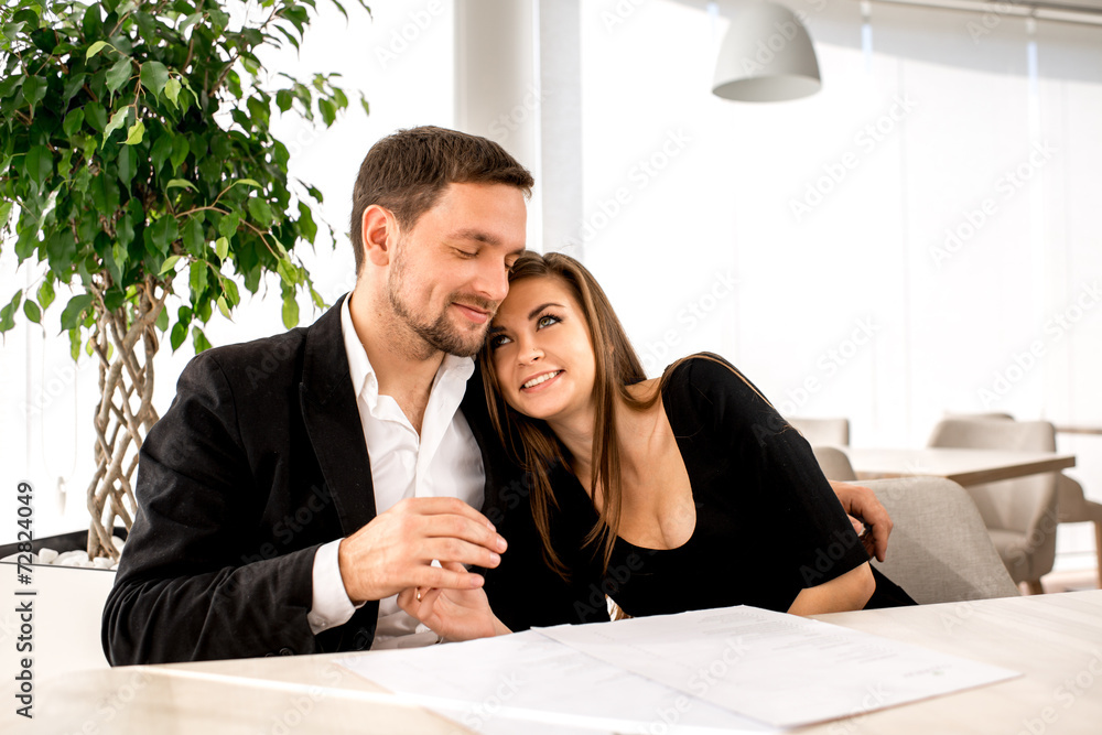 Young couple at the restaurant