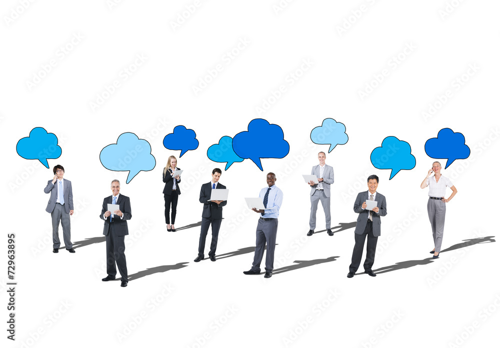 Business People with Technologies Speech Bubbles