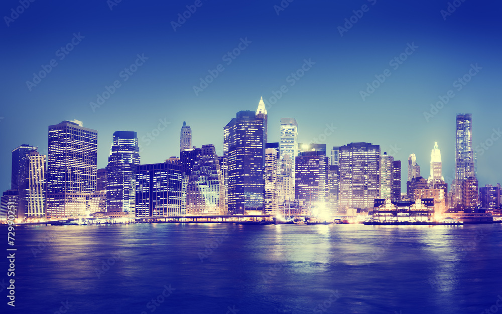 New York City Panorama Night Concept