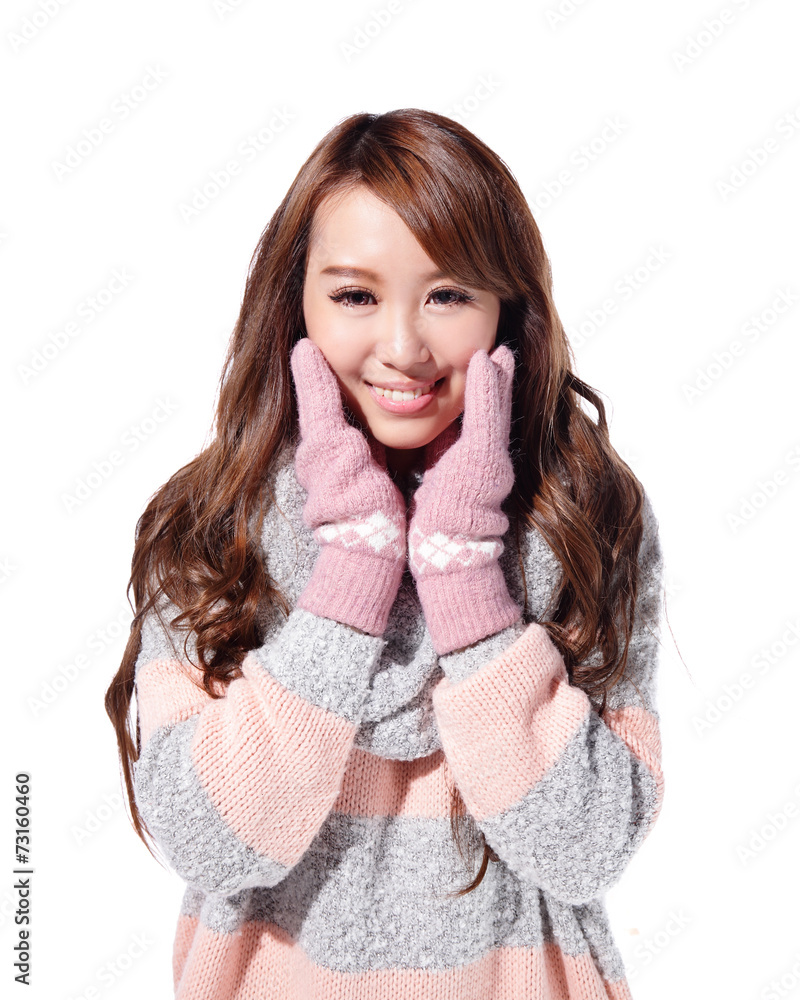 Young woman wearing winter clothing