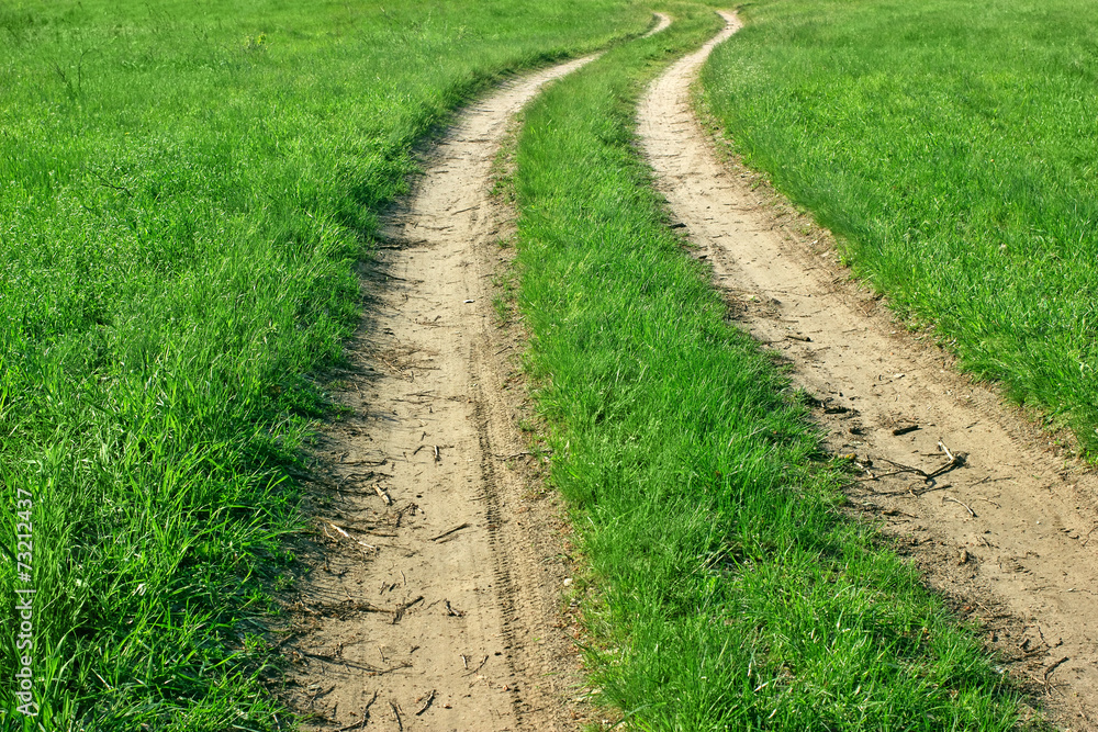 绿草如茵的地面道路