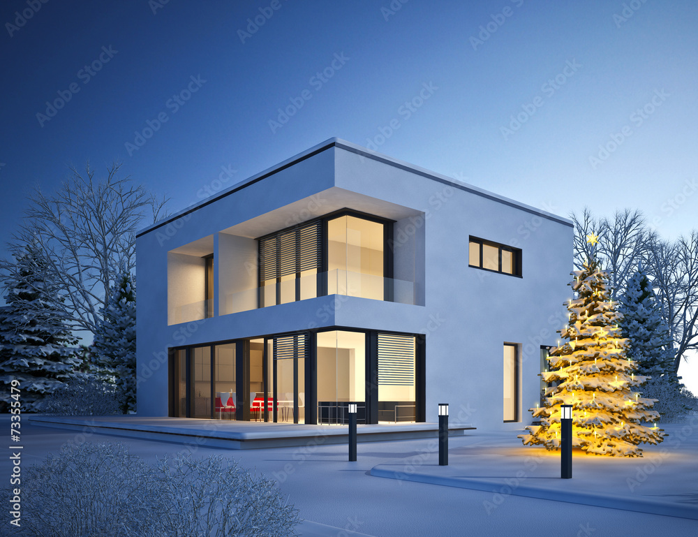 Haus Kubus im Winter