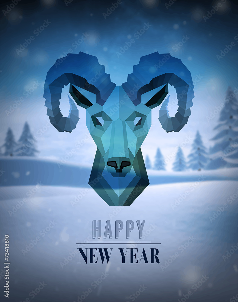 Happy new year vector with ram design