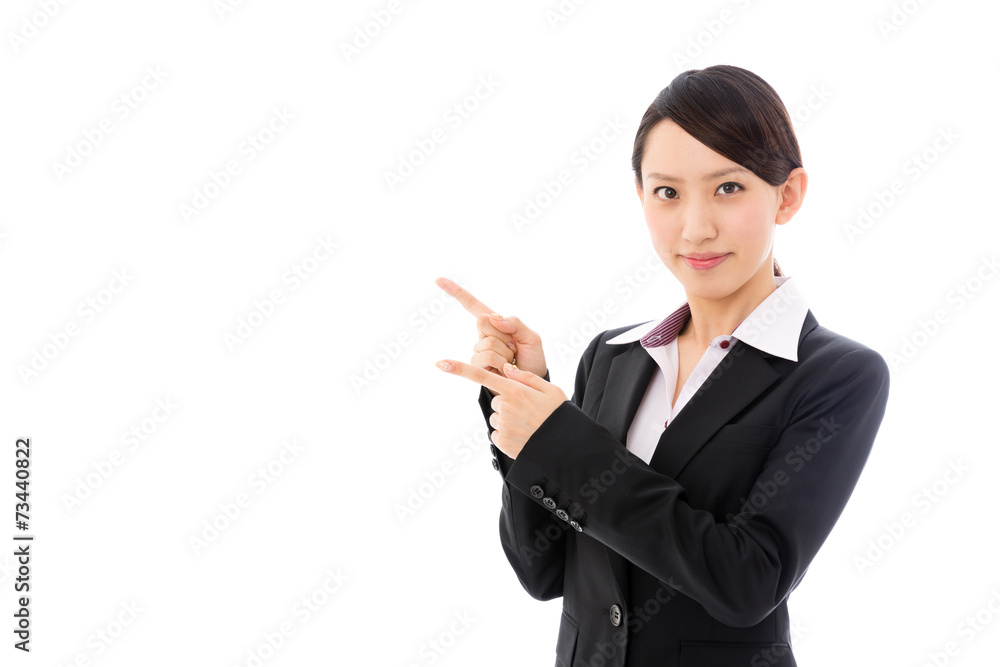 asian businesswoman showing on white background