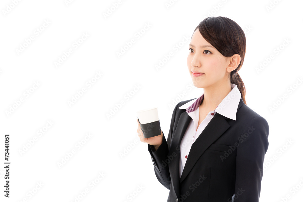 asian businesswoman relaxing on white background