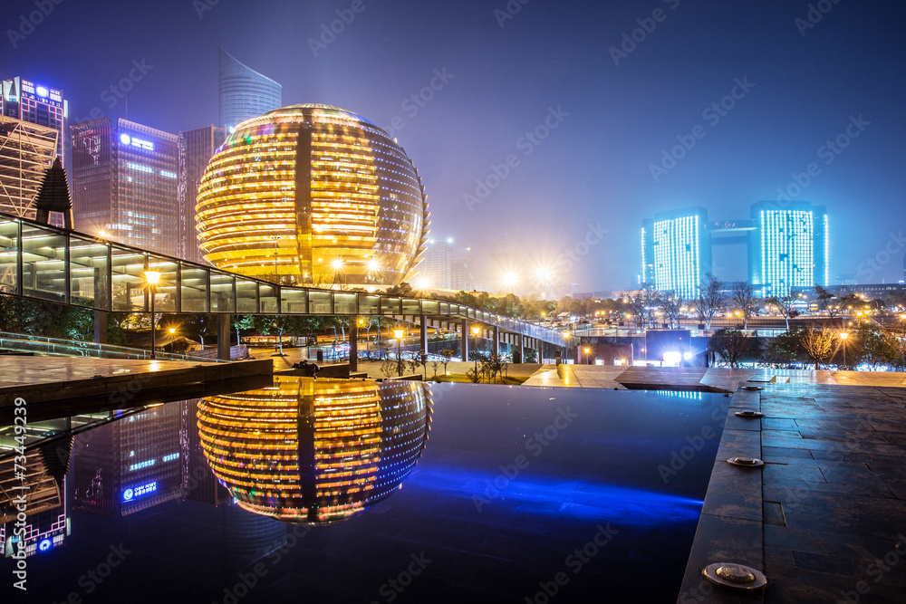 modern business urban cityscape at night