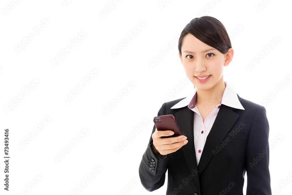 asian businesswoman on white background