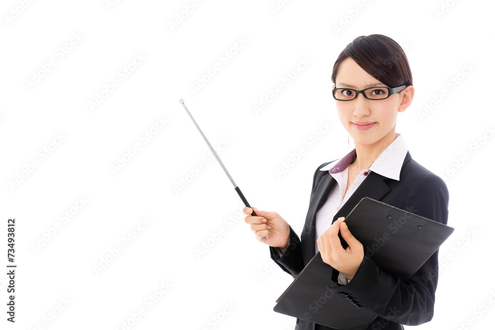 asian businesswoman on white background