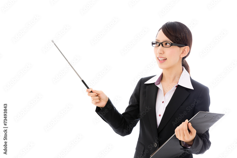 asian businesswoman on white background