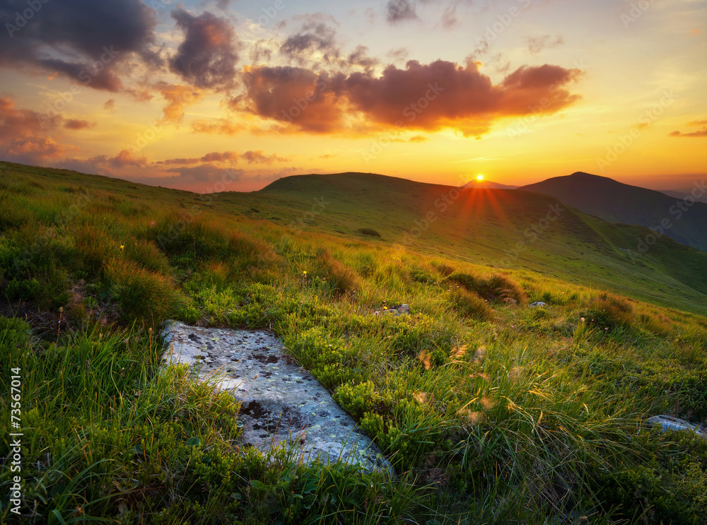 Mountains during sunset. Beautiful natural landscape