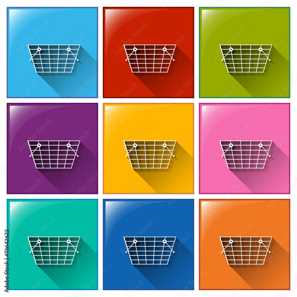 Buttons with grocery baskets