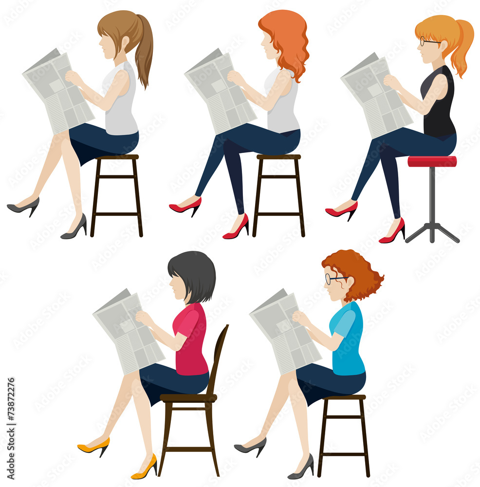 Faceless women reading