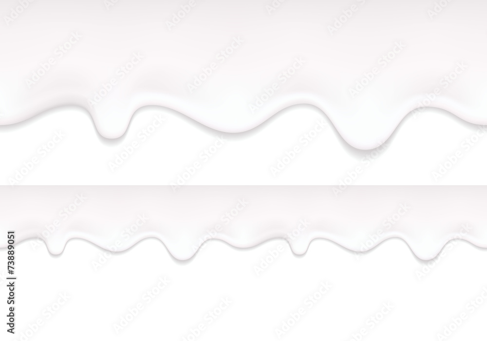 Yogurt drips. Seamless horizontal border.