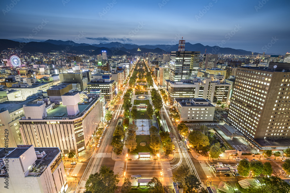 日本札幌市天际线俯瞰奥多里公园