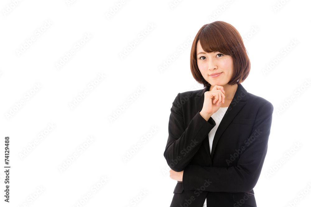 asian businesswoman on white background