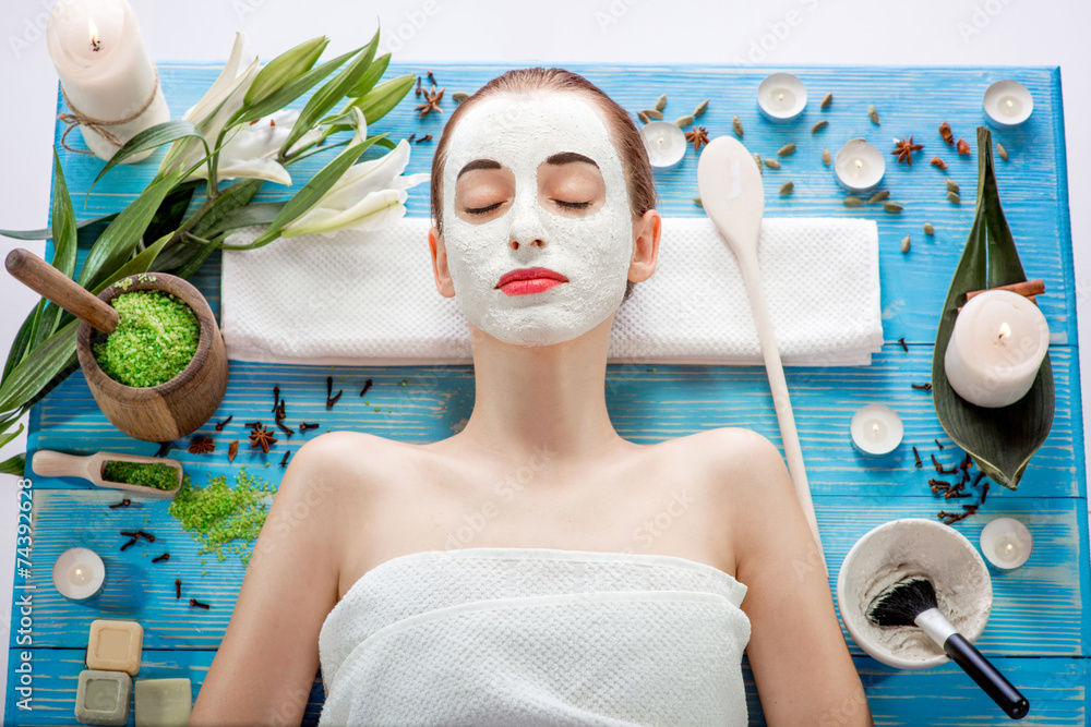 Woman with spa mask