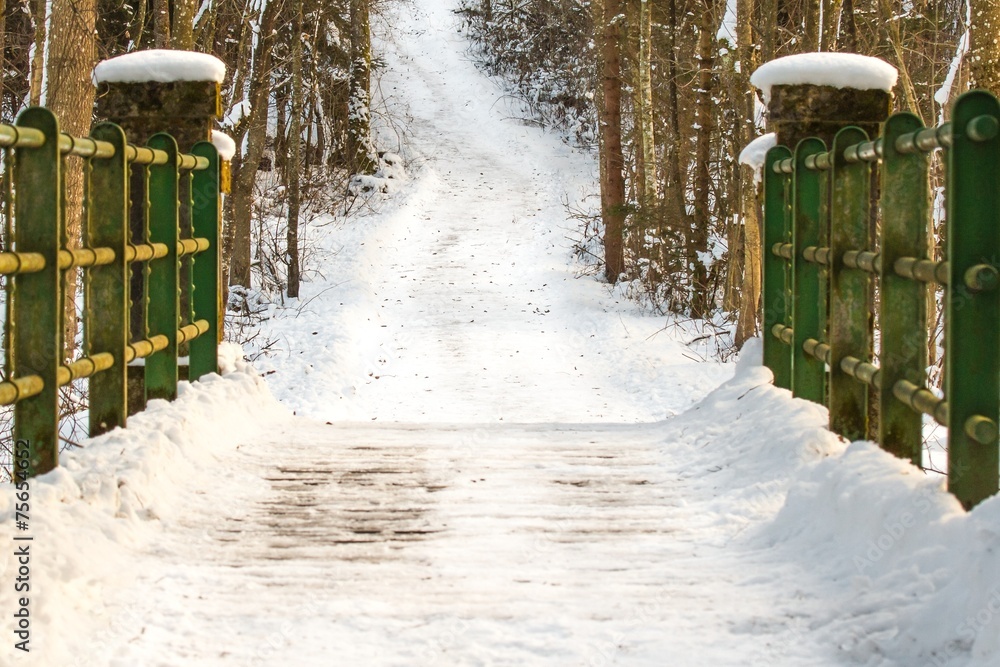 Schneebedeckte Brücke