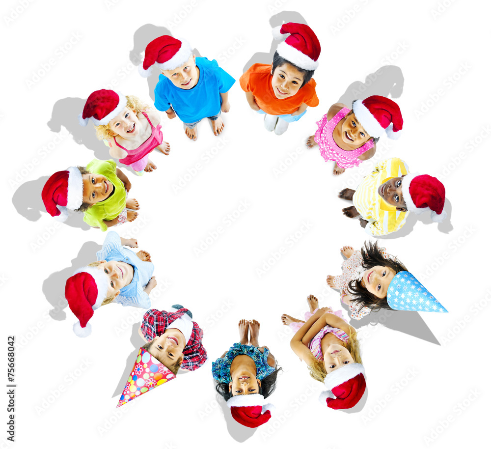 Kids Christmas Hat Togetherness Unity Joyful Concept