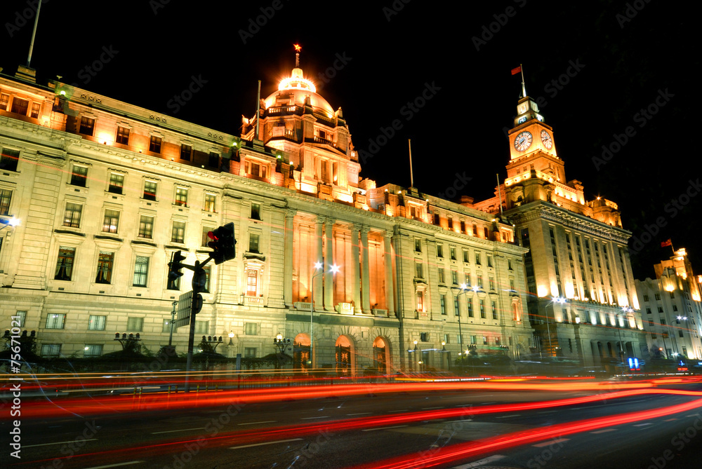 Shanghai Night Palace Traffic Car Transportation Concept