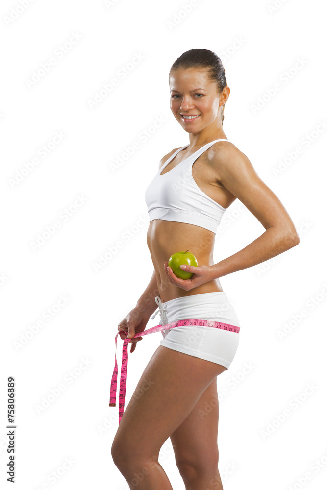 young attractive woman with measuring tape