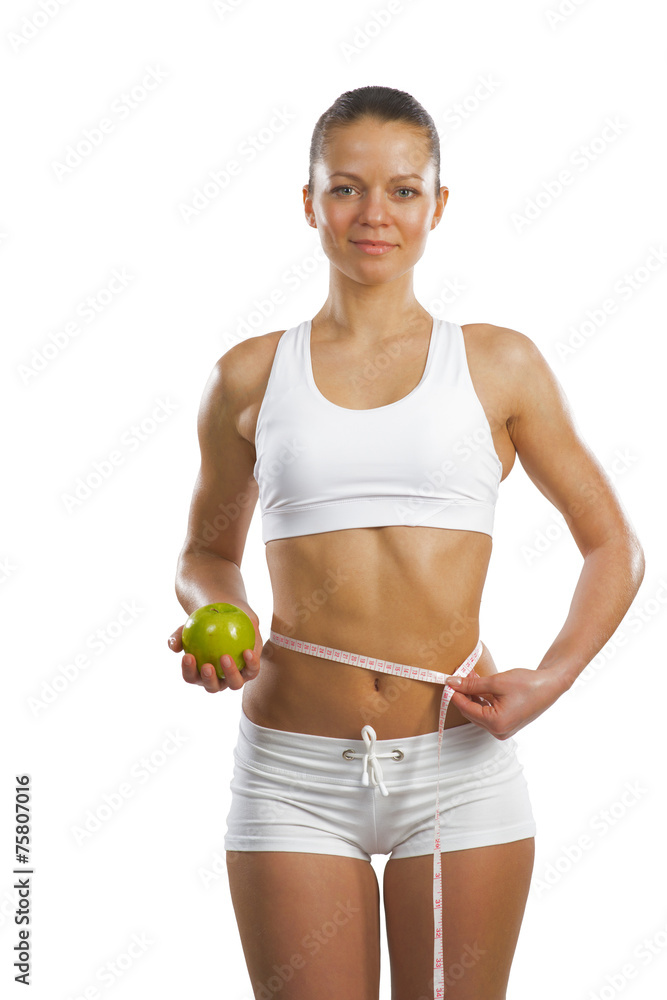 young attractive woman with measuring tape