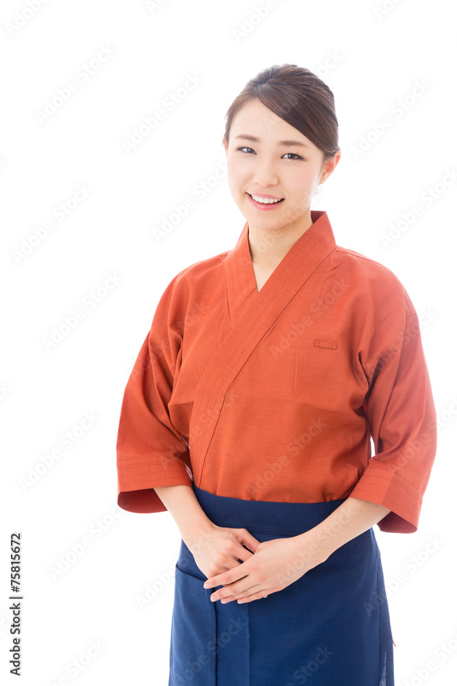 asian businesswoman on white background