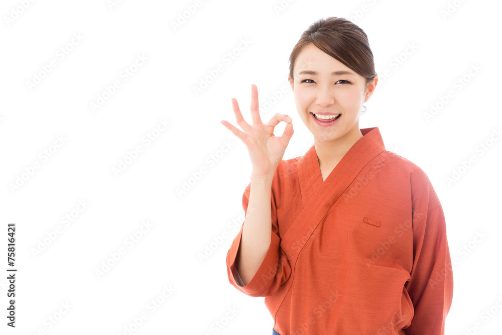 asian businesswoman on white background