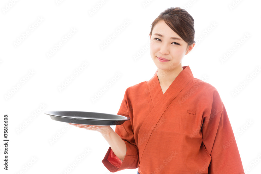 asian businesswoman on white background