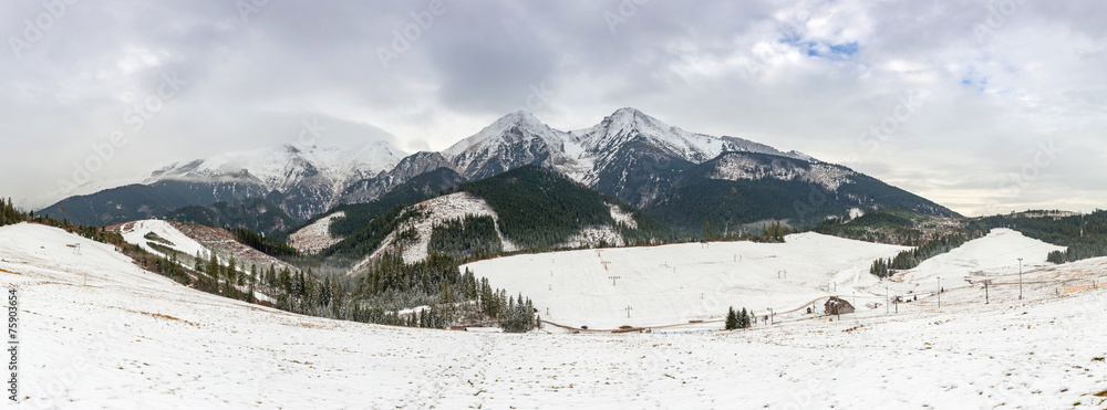 冬季塔特拉山脉全景