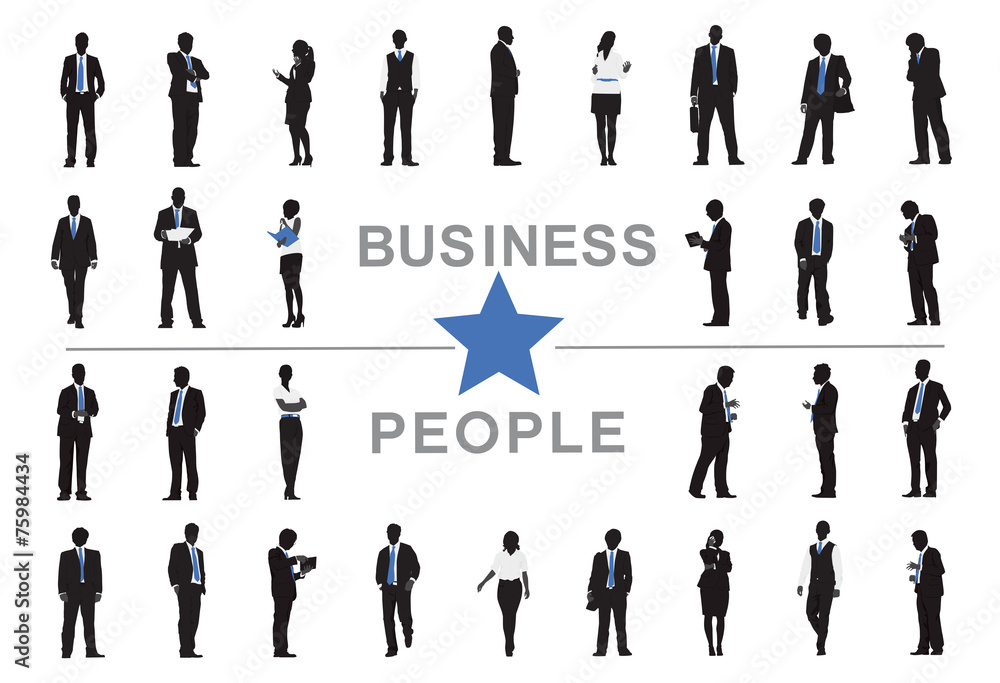 Silhouettes of Business People Togetherness Team Concept