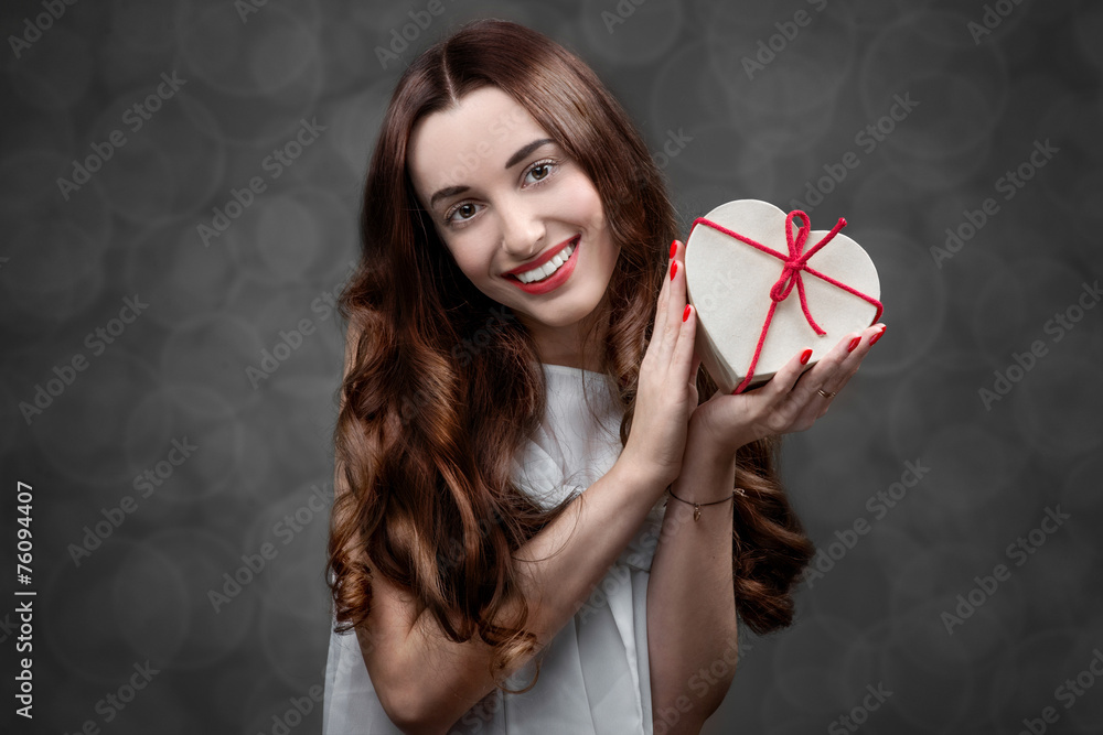 Woman with heart box