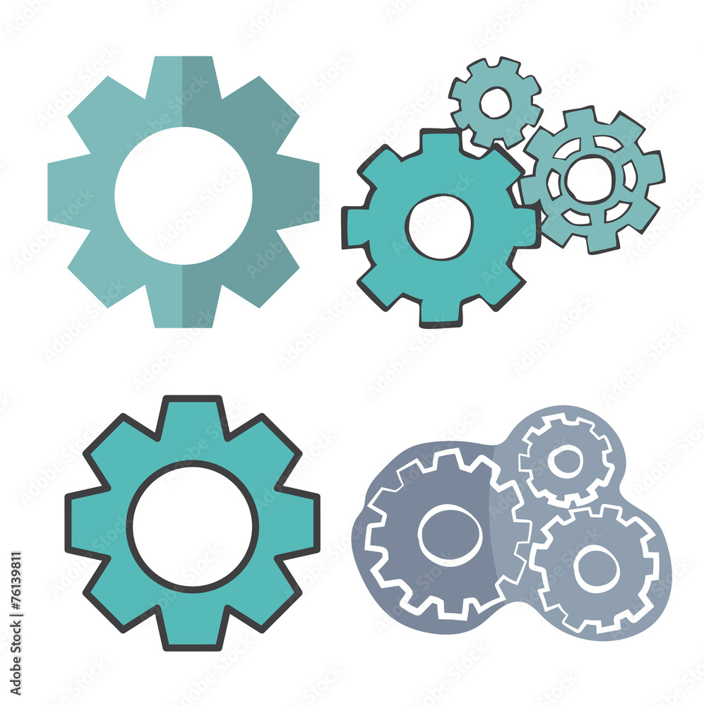 平面矢量设计设置齿轮图标概念