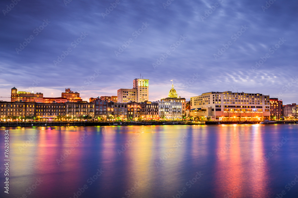 美国乔治亚州萨凡纳市Riverfront Skyline