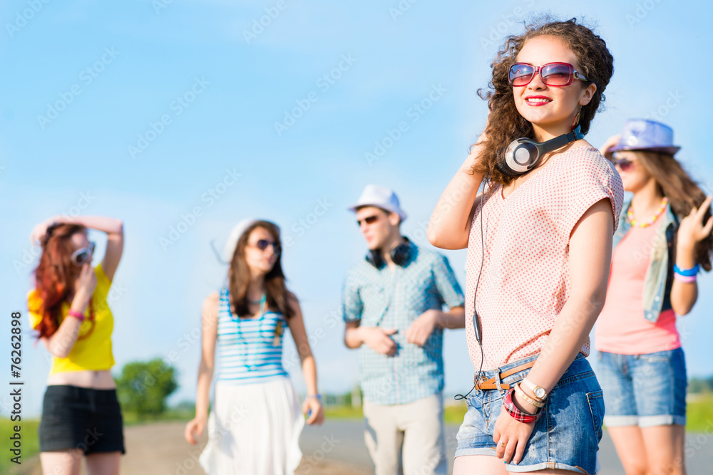 young woman with headphones