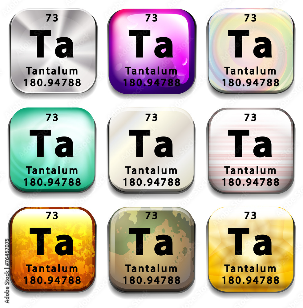 A button showing the element Tantalum