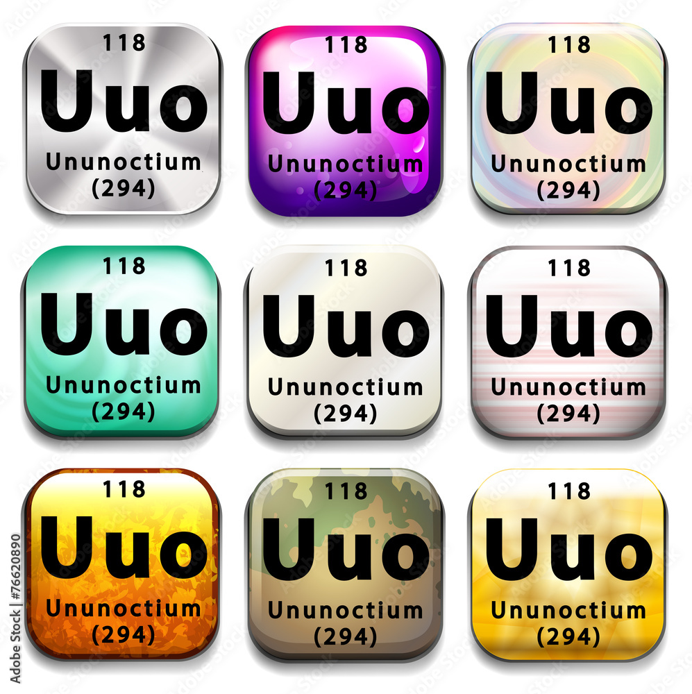 A button showing the element Ununoctium