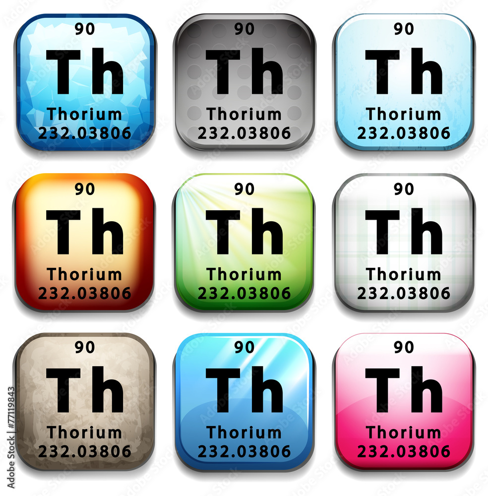 显示化学元素钍的按钮