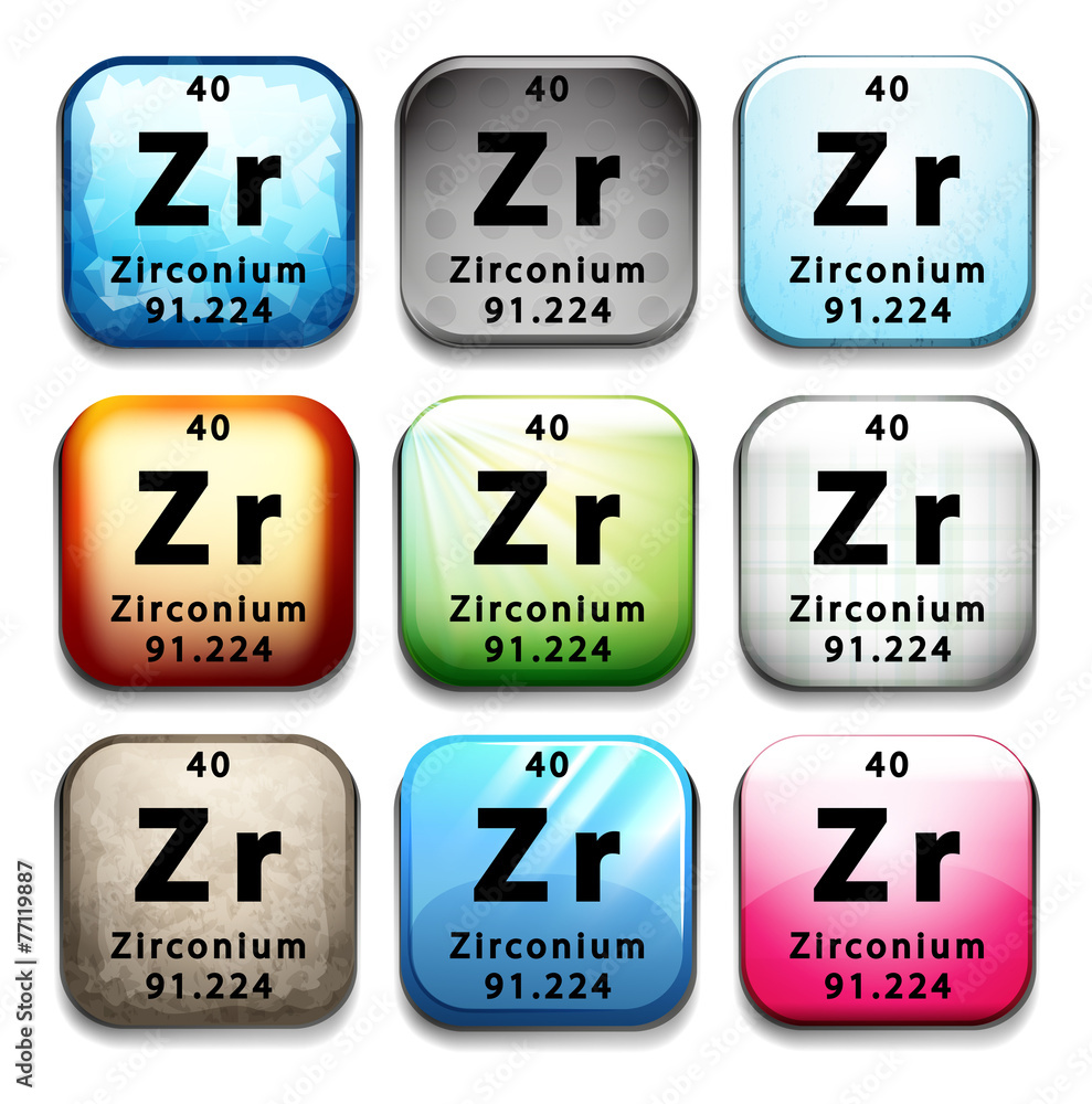 显示化学元素锆的按钮
