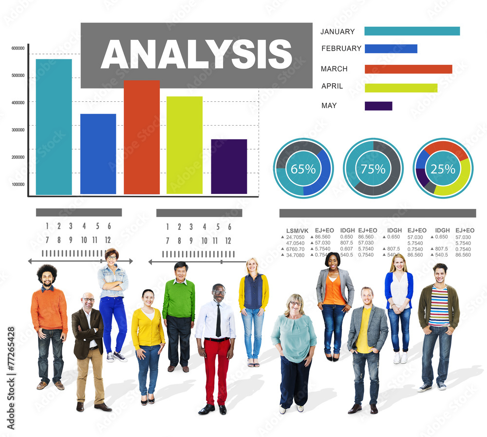 Analyzing information bar graph data statisitc concept