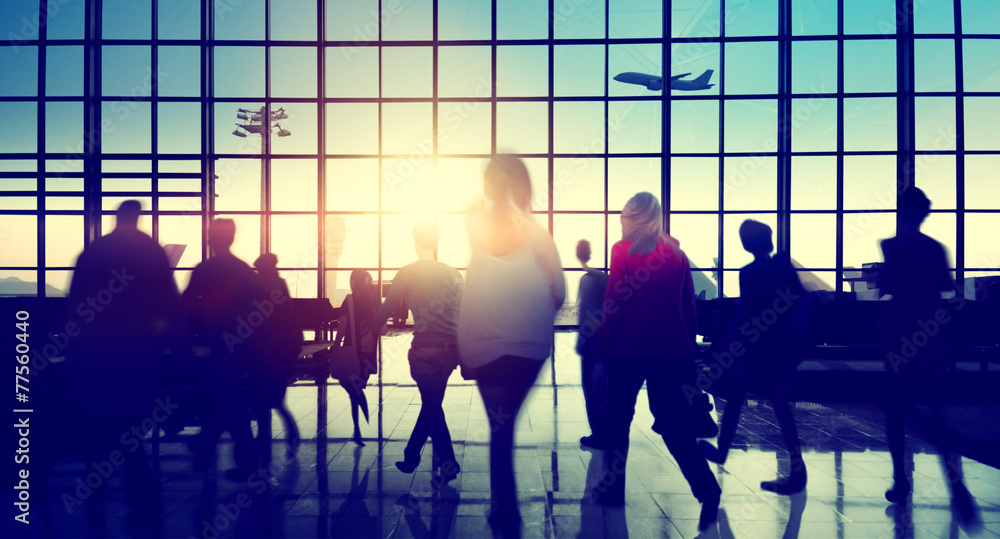 People Commuter Walking Rush Hour Traveling Concept