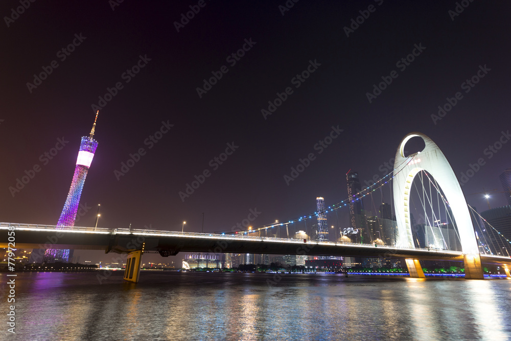 滨江现代城市景观夜景