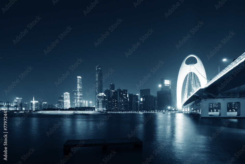 滨江现代城市景观夜景