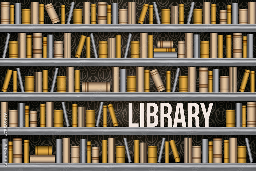 Library bookshelf, seamless vector illustration