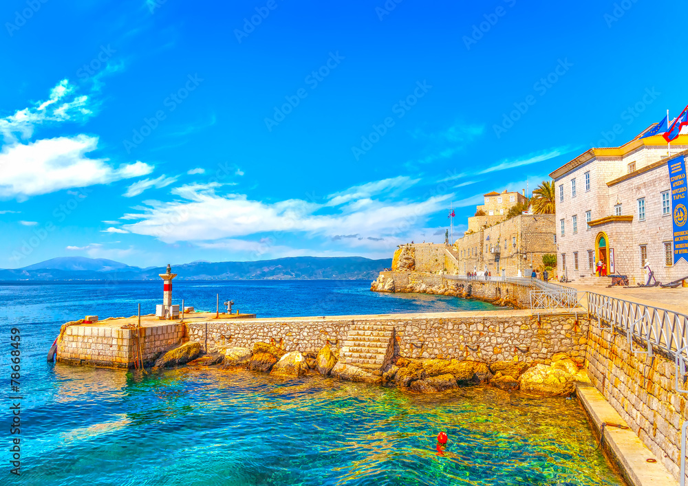 the pictorial port of Hdra island in Greece. HDR processed