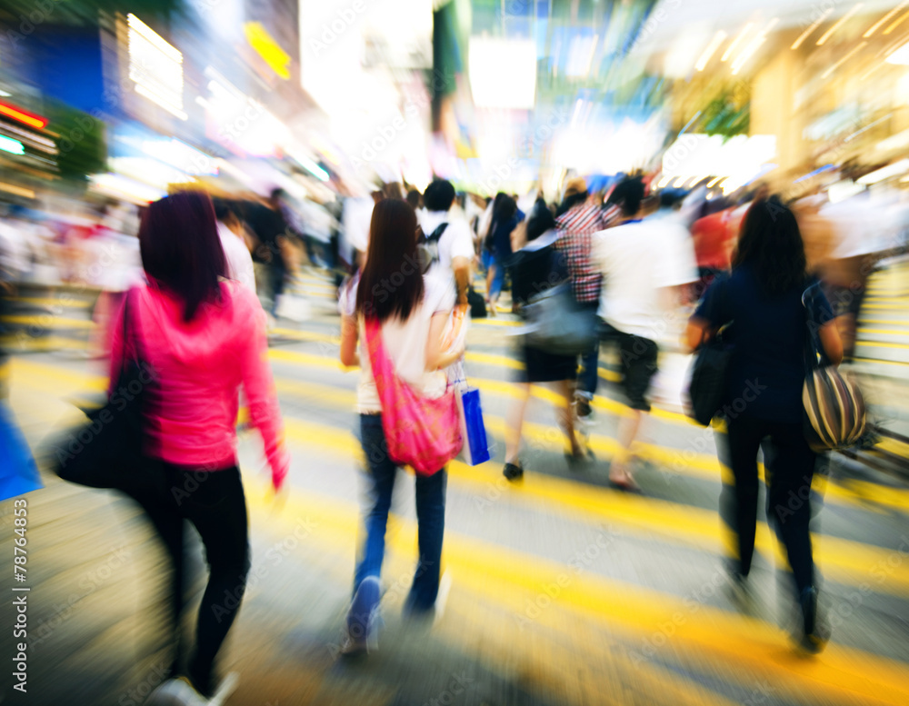 香港人通勤道路交叉行人概念