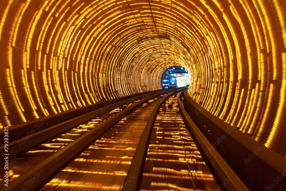 futuristic super speed traffic  blur motion in tunnel