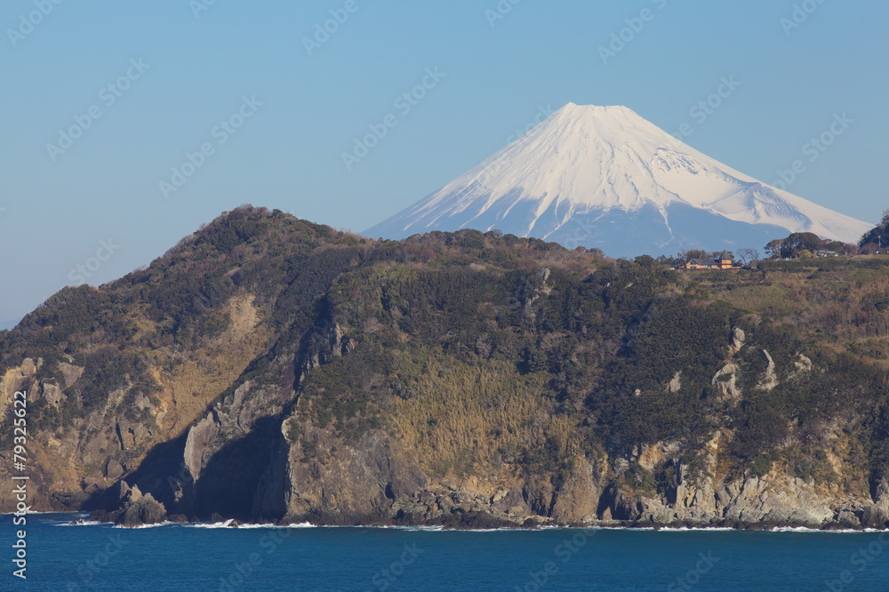 静冈县伊豆市的富士山和大海