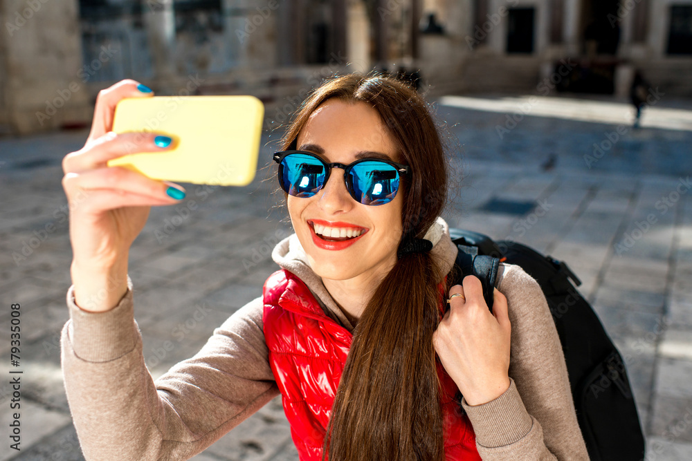 Young traveler in the city